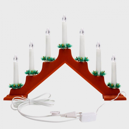 Горка новогодняя 7 свечек (7LED) тепл. бел. 0.5Вт 220-240В IP20 красн. Neon-Night 501-082