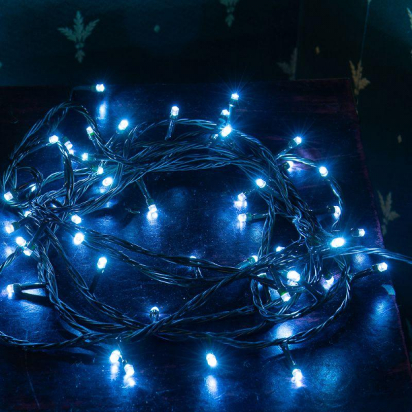 Гирлянда светодиодная "Твинкл Лайт" 6м 40LED син. 4Вт 230В IP20 с контроллером 8 режимов провод темн. зел. ПВХ Neon-Night 303-023