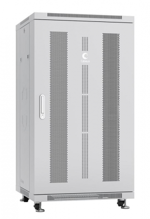 Шкаф монтажный телекоммуникационный напольн. ND-05C-22U60/100 19дюйм 22U 600х1000х1166мм для распределит. и серверн. оборудования; передн. и задн. перфорир. двери ручка с замком RAL 7035 сер. Cabeus 7200c
