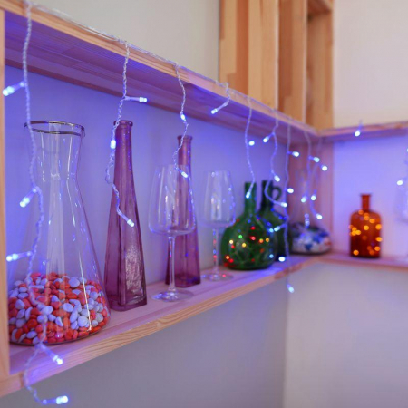 Гирлянда "Айсикл" (бахрома) 1.8х0.5м 48LED син. 3Вт 230В IP20 провод прозр. Neon-Night 255-013