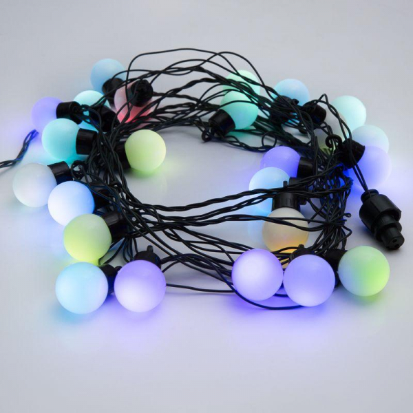 Гирлянда светодиодная "Шарики" 5м d30мм 25LED RGB 6Вт 220-240В IP20 провод ПВХ темн. зел. Neon-Night 303-569